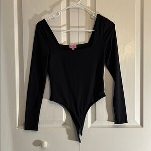 Francesca's Collections Black Long Sleeve Bodysuit